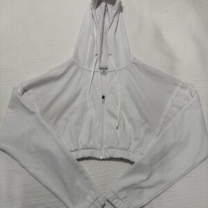 Gymshark White Crop Top Hoodie